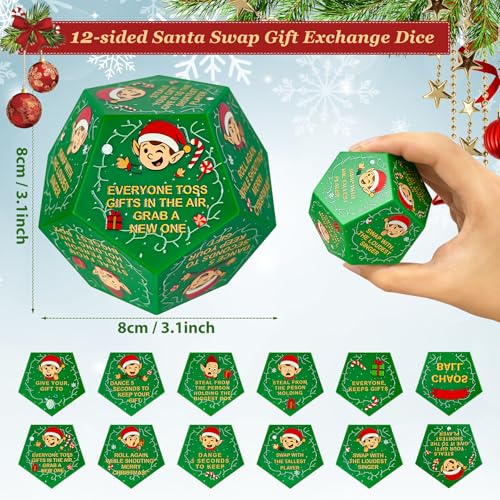 kykake 2026 Santa Swap Gift Exchange Dice,Exchange Gifts,Christmas Stocking Stuffers for Teen Men Women, Anniversary Birthday Gifts for Men Women, Large Dice Party Gifts for Xmas - color: Green-a