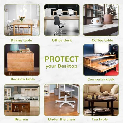 14 x 32 Inch Clear Table Cover Protector, 2mm Thick Clear Desk Mat, Plastic Table Cover, Vinyl Table Protector, Desk Mats on Top of Desks - size: 14" x 32"