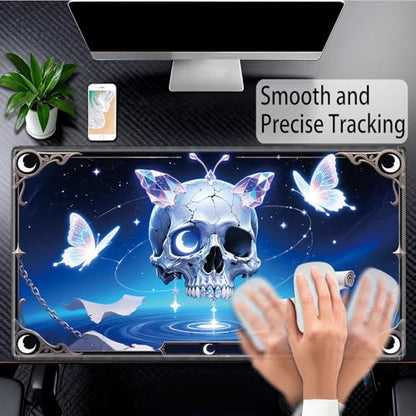 for MTG Playmat, for TCG Play Mat, 24 x 14 inches, Magic Game Card Mat Commander Playmat,Trading Card Inked Game Mat,Battle Game Rubber Non-Slip Mat - Skull Butterfly - color: Skull Butterfly