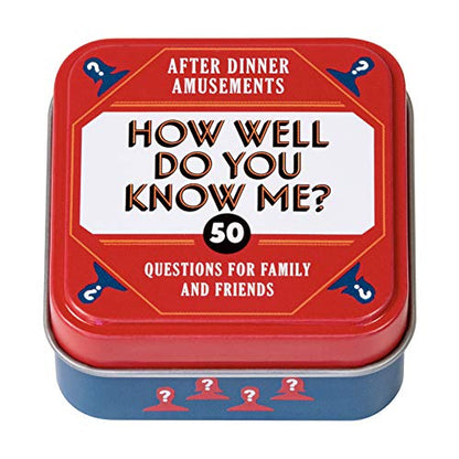 Chronicle Books After Dinner Amusements: How Well Do You Know Me?: 50 Questions for Family and Friends (Family Friendly Conversation Starter Card Game, Portable Camping and Holiday Games) | 50 Questions for Family and Friends - color: How Well Do You Know
