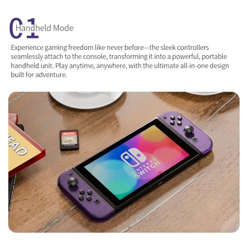 Tideal Set of Replacement Controller for Nintendo Switch - Compatible with Nintendo Switch (1) / OLED/Lite - Dual Vibration/Motion Control / 6-Axis Gyro (Transparent Purple) - color: Transparent Purple