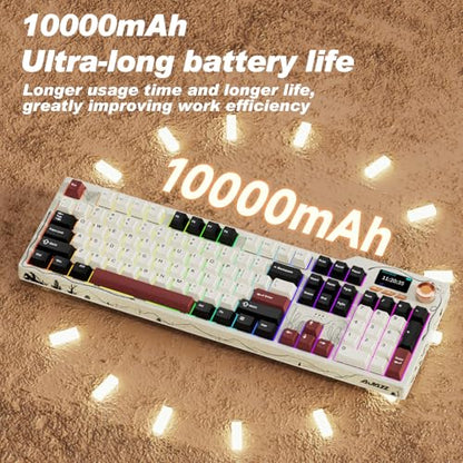 Ajazz AK35I V4 Full Size Wireless Mechanical Keyboard with 1.14" Color Screen & Knob, Tri-Mode Gasket Hot Swappable Gaming Keyboard, 10000mAh Battery, RGB, Black Red - color: Black Red