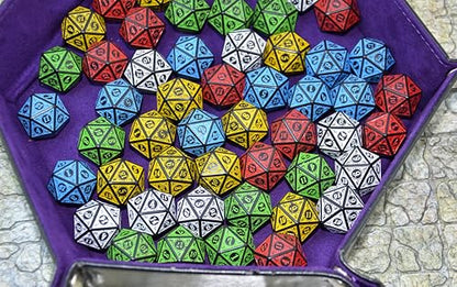 SmartDealsPro 50-Pack D6 D12 D20 6 12 20 Sided Dice Polyhedral Dice with Pouch for DND RPG MTG Table Game (D20, Retro Color) - color: Retro Color, style: D20