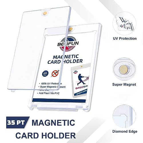 20-Pack One Touch Magnetic Card-Holders - 35PT Trading Card Holders, UV Protection Clear Acrylic Card Cases, Card Protector for Game, Baseball Sports Cards, Fit for Standard Cards Storage and Display - size: 20ct 35PT One Touch Card Holder