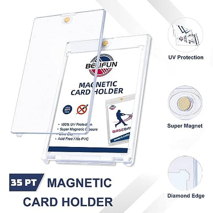 20-Pack One Touch Magnetic Card-Holders - 35PT Trading Card Holders, UV Protection Clear Acrylic Card Cases, Card Protector for Game, Baseball Sports Cards, Fit for Standard Cards Storage and Display - size: 20ct 35PT One Touch Card Holder