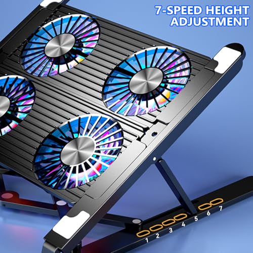 Laptop Cooling Pad LED Gaming Laptop Coolers Quiet Cooling Fan Folding Bracket for Laptop Height Stand - style: BK-C