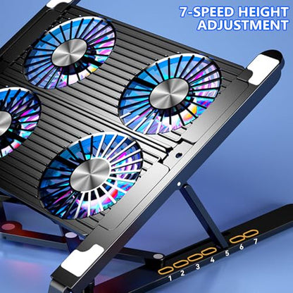 Laptop Cooling Pad LED Gaming Laptop Coolers Quiet Cooling Fan Folding Bracket for Laptop Height Stand - style: BK-C