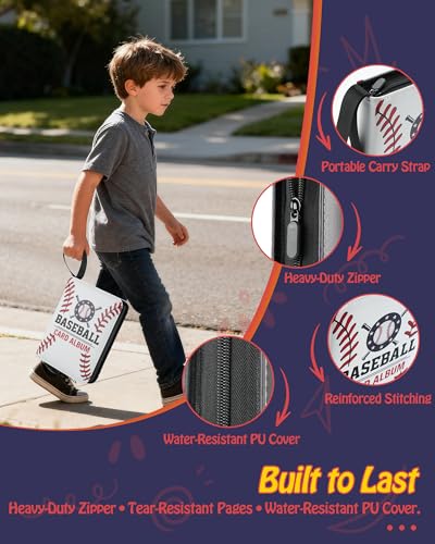 Best baseball card binder 4-Pocket holds 480 cards, 120 pages side-loading, PU leather zip waterproof cover, acid-free pages, for home storage & card shows, baseball cars binder, gift kids boys girls! - color: 4-Snow White