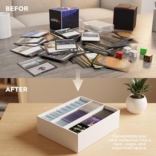 Trading Card Storage Box for MTG TCG Sports Card Collection, 3 Row Cardboard Top loader Storage Box, Bulk Card Storage, 2 Sets