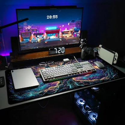 Extended Gaming Mouse Pad, Large Mouse Mat 3 mm Nature Rubber Base Mousepad with Stitched Edges, Non-Slip Desk Mat for Office Home Great Gift 31.5x11.8 Inch (Elven Forest 1) - color: Elven Forest 1