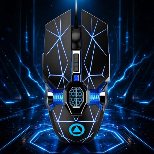 Wired Gaming Mouse, Silent Click Edition, USB Computer Mouse for PC, Laptop, Desktop, E-Sports Compatible, Matte Black