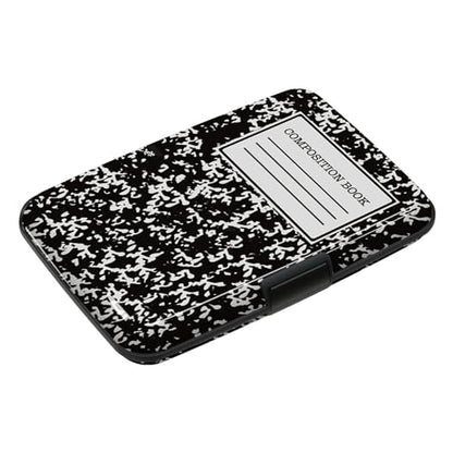 Credit Card Holder, Slim Aluminum RFID Blocking Wallet Debit Card Protector Organizer Metal Case, Black Composition Book - color: Black Composition Book