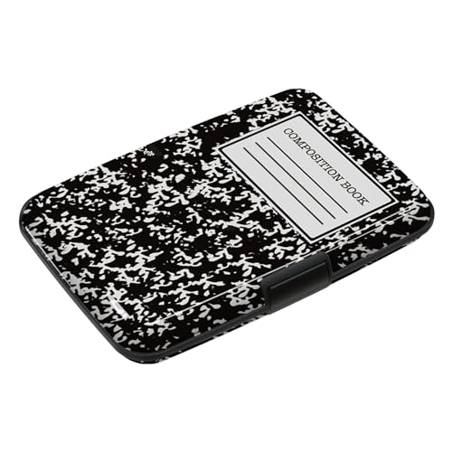 Credit Card Holder, Slim Aluminum RFID Blocking Wallet Debit Card Protector Organizer Metal Case, Black Composition Book - color: Black Composition Book