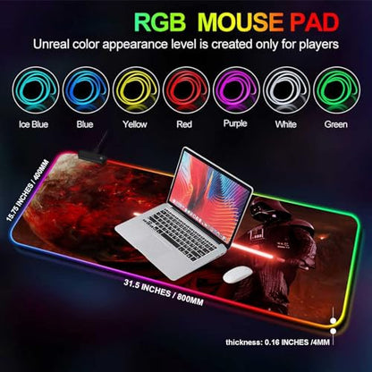 Large Gaming RGB Mouse Pad Custom Mouse Pads, Mousepad with Non-Slip Rubber Base and Stitched Edges Mouse Mat, Big Desk Pad for Computer Keyboard, Office Desk Mat for Desktop,31.5x15.7 Inch - color: Pattern(rgb3)