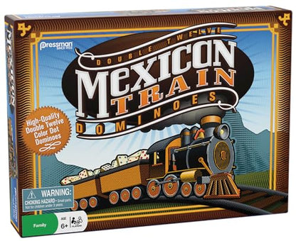 Mexican Train Dominoes - Beautiful Color Dot Double 12 Dominoes Set - Includes Train Markers and Hub by Pressman Multi Color, 5"