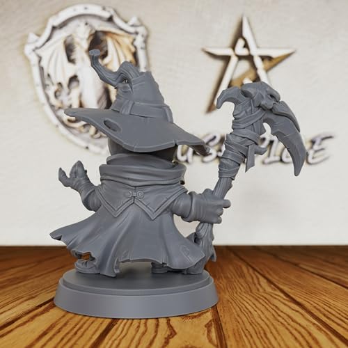 AUSPDICE TTRPG Minis for Fantasy Role Playing & Tabletop RPG Game - 28mm Scale Miniature Figure for Dungeon Masters & Miniature Game, Humanoid RPG Accessory - Pumpkin Demon (AS239) | Humanoid Pumpkin Demon with Witch Hat and Scythe for Fantasy Role Playin