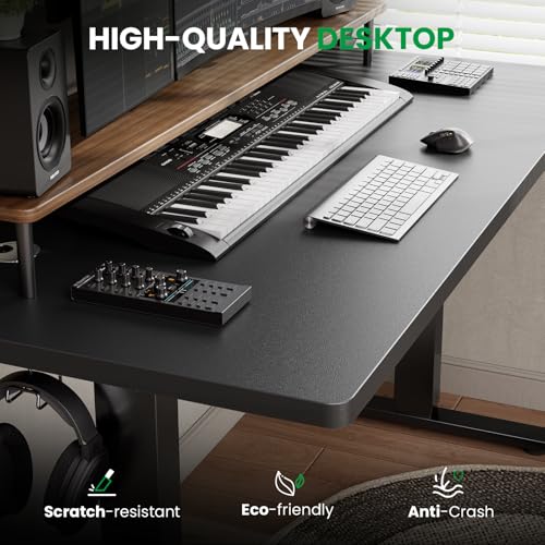 Black 47x24 in Electric Standing Desk, 0.8 Inch Thick Tabletop | Holds 200lbs, Sit Stand, 3 Memory Height Adjustment, Extra Deep Table Top, Black Frame - color: Black Top / Black Frame, size: 47 x 24 Inch