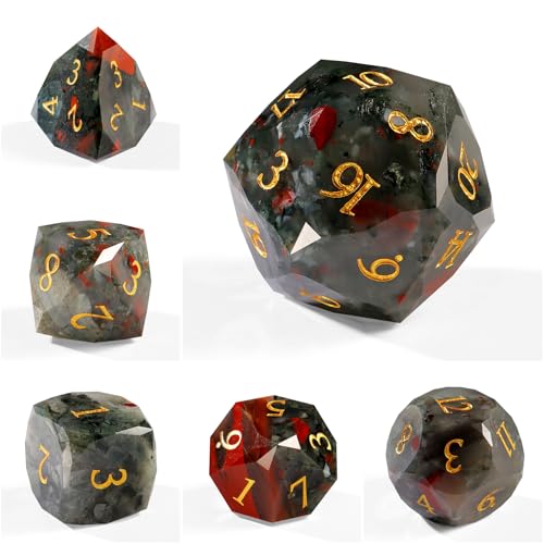 Unique Gemstone Dice Set 7PCS, Handmade Natural Stone Polyhedral DND Dice with Premium Gift Case for Board Game Lovers Birthday Gift - color: Zs-xs