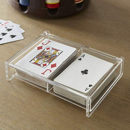 Huang Acrylic Twin Playing Card Deck Case for Poker, Bridge