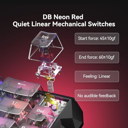 DarkBeacon Blade68 Wired Mechanical Keyboard 65%, Silent Switches, Quiet Typing, Hot Swappable, Gasket Structure, N-Key Rollover, 8000Hz, RGB Backlit, Campact Gaming Keyboard for PC Win/Mac - color: 68-Key Black