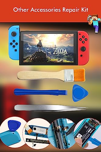 Joycon Joystick Replacement Kit( 48 in one), Switch Joystick Replacement for Switch/ Switch Lite/ Switch OLED, Include 4 Thumbsticks, 4 Metal Buckles, 2 Screwdrivers, Pry Tool, 12 Thumbstick Grips