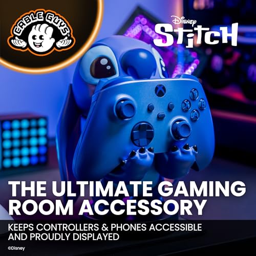 Cableguys Stitch Controller Holder & Phone Stand - Gaming Setup Accessories for Desk and Game Room, Controller Stand Compatible with Xbox, PlayStation & Most Standard Game Controllers