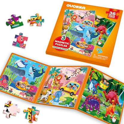 Magnetic Puzzles for Toddlers 3-5 - Kids Travel Toys for Boys and Girls | 36 Pieces Sudoku Toddler Puzzles Ages 2-4 – Animal Jungle Sea Travel Games for Kids 4-6 – Car Airplane Road Trip Games - color: 2. Jungle 36 Pcs