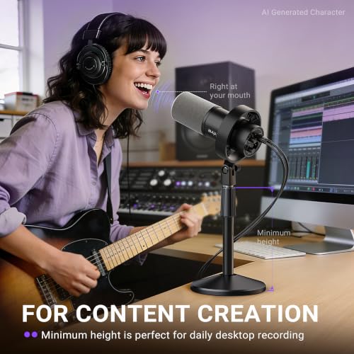 FIFINE BS2 Heavy Duty ADesktop Microphone Stand for Streaming Podcasting | Weighted Base Tabletop Mic Stand, Up to 4.4lbs, Height Adjustment, Twist Clutch & 3/8'' to 5/8'' Screw Adapter, for gaming - color: black