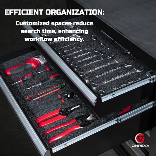ONREVA Tool Box Foam, 2Pack 30x22x2 inch, Foam Inserts for Cases, Polyethylene Storage Sheets for Toolbox Hard Case, Tool Shadow Insert, Kaizen Organizer Sheet