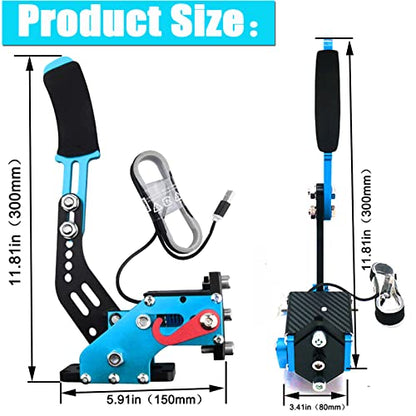Obokidly 14Bit USB Handbrake SIM for Xbox ONE Racing Games Compatible with Logitech G920 Not for G923 FANATECOSW Dirt Rally Without Clamp (Blue) - color: Blue