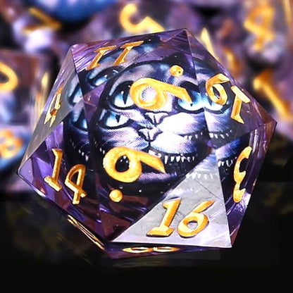 DND Dice Set Dungeons and Dragons Dice, 7 Piece Liquid Core Eye Dice Set D&D Dungeons and Dragons Sharp Edge Resin Dice with Gift Box, Polyhedral Role Playing RPG Dice D20 D12 D10 D8
