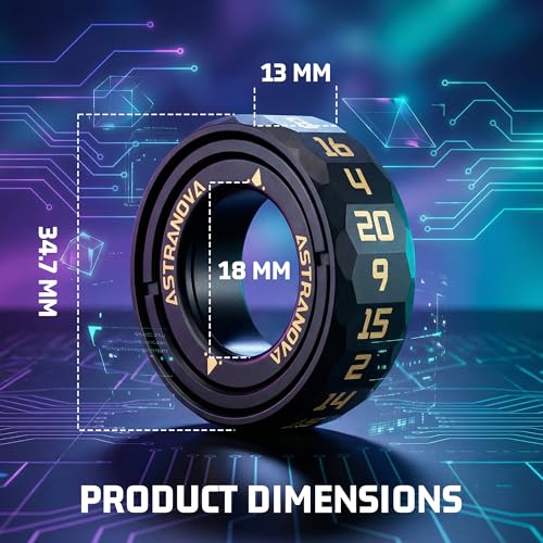 Unique D20 Dice Ring Spinning Top Jewelry - Zinc Alloy RPG Gaming Accessory with Rotating Dice D20, Geek Gift for Tabletop Gamers (Black) - color: Black