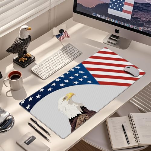 JIALONG Large Gaming Mouse Pad, XXL Desk Mat, Durable Extended Mousepad with Stitched Edges, Non-Slip Base Keyboard Mat for Gamer, Office and Home - 35.4x15.7 Inches - color: Flag