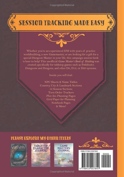 Game Master's Book of Holding: The Gamemaster Book for Campaign Session Notes & Planning Tabletop Game Sessions