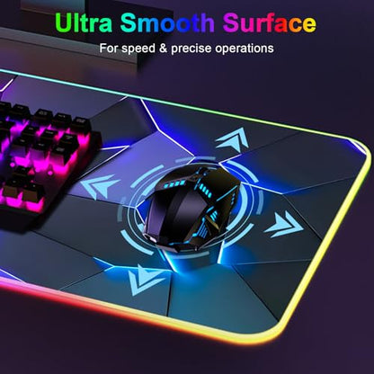 RGB Mouse Pad, Gaming Mousepad with 13 LED Light Modes | 31.5X11.8inch Large Mouse Mat, Gaming Mats for Desk with Non-Slip Rubber Base, Model-C - color: Black-e