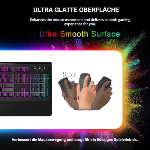 RGB Mouse Pad Sexy Anime Gaming LED Mouse Pad XXL Gamers Colorful USB Laptop Keyboard Pad Gaming Desk Sexy Butt Breasts Chest (31.49x12 inche) - size: 31.49x12 inche