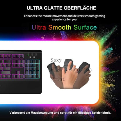 RGB Mouse Pad Sexy Anime Gaming LED Mouse Pad XXL Gamers Colorful USB Laptop Keyboard Pad Gaming Desk Sexy Butt Breasts Chest (31.49x12 inche) - size: 31.49x12 inche