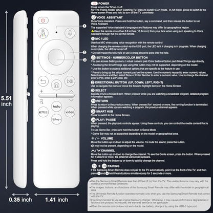 Rechargeable Voice Remote for Samsung-TV-Remote-Control-Replacement Compatible with Samsung Smart Solar Frame QLED Curved Crystal UHD OLED TVs - color: Rechargeable Remote for Samsung TV