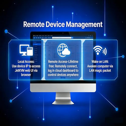 JetKVM Remote Jet KVM Over IP Ethernet,Low Latency Network IPKVM,1080P@60FPS,Touchscreen LCD,TF,HDMI USB-C Extension Port for ATX DC Power Control,Open Source,Data Center Home Office Lab