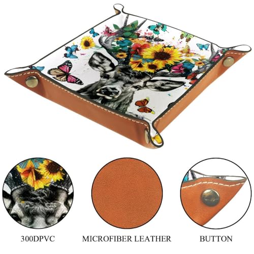 Deer Butterflies Sunflowers Dice Tray Dice Rolling Tray Folding Dice Holder for Dice Games, Like RPG, DND and Other Table Games - color: Multi 5