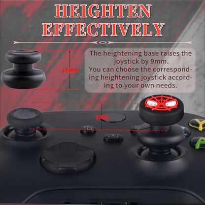Anti-Slip Silicone Controller Skin Kit only for Xbox Series S/X | Controller Case with 2 Thumb Grip Cover & 2 Elevated Base - color: Red and Black