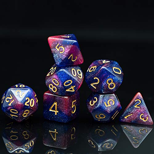 6 Sets DND Dice Polyhedral Dice Set (42pcs) with 1 Large Leather Bag, D&D Die Set for Dungeons and Dragons, RPG Table Games. (6Sets/42Pcs) - color: 6sets/42pcs