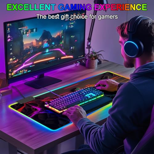 RGB Mouse Pad, Gaming Mousepad with 13 LED Light Modes | 31.5X11.8inch Large Mouse Mat, Gaming Mats for Desk with Non-Slip Rubber Base, Model-B - color: Black-d