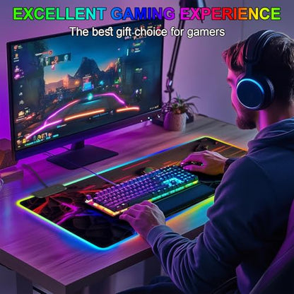 RGB Mouse Pad, Gaming Mousepad with 13 LED Light Modes | 31.5X11.8inch Large Mouse Mat, Gaming Mats for Desk with Non-Slip Rubber Base, Model-B - color: Black-d