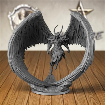 AUSPDICE Angel Fighter 32mm DND Miniature, Winged Warrior for TTRPGs, S11 | 3D Printed 1:50 Scale Angel Warrior with Feathered Wings and Horned Armor for Dungeons and Dragons and Wargaming
