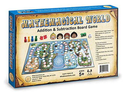Mathemagical World - Addition & Subtraction Math Board Game for Kids, 2-4 players, Ages 5+ and Perfect for Homeschool, Kindergarten, Pre-k, and Gifted & Talented Prep