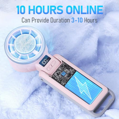 PlayHot Portable Handheld Cooling Fan, Travel Essentials, Gifts for Women | Instant Cooling, 10m/s Airflow, 5-Speed, 10H Max, USB-C Rechargeable, LED Display, 3-in-1 Foldable for Cruise, Beach Vacation - color: pink