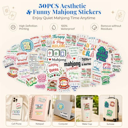 Blue Mahjong Mat for Table & 50PCS Stickers| Carrying Bag, Heavy Floral Mahjong Mats & 2 Dices, Noise Reduction Non Slip Foldable, 31.5x31.5 Game Table Cover, for Playing Card, Board Tile Games - color: Blue