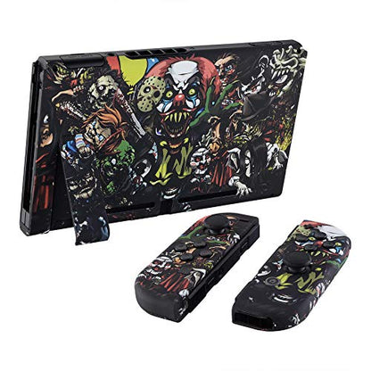 eXtremeRate DIY Replacement Shell Buttons for Nintendo Switch, Soft Touch Back Plate for Switch Console, Custom Housing Case with Full Set Buttons for Joycon Handheld Controller - Scary Party - color: Scary Party
