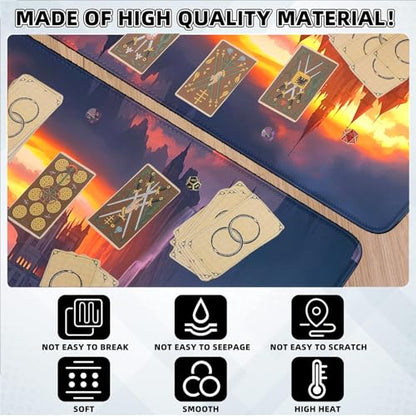 MTG Playmat with Zones, Stitched Edges MTG Mat for TCG 24 x 14 inches Trading Card Inked Game Playmats with Storage Bag Smooth Rubber Surface Battle Game - color: Fire Cloud Stitched Edges Mats